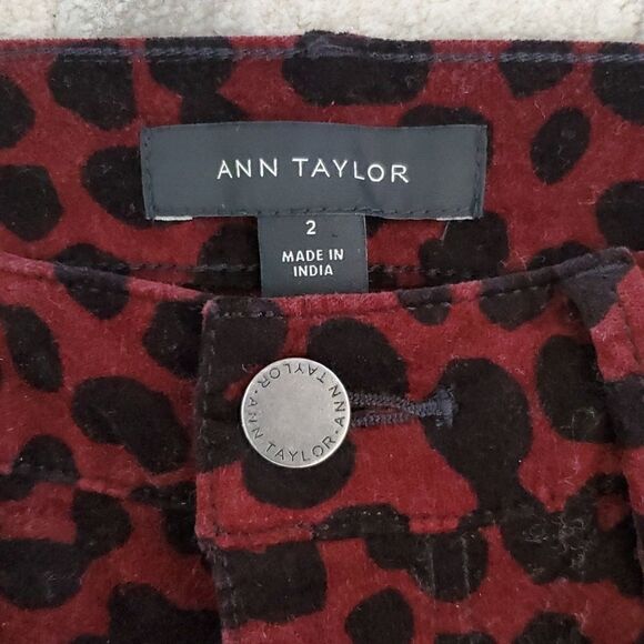 Ann Taylor Velvet High Rise Straight Leg Pant in Leopard Print - Picture 8 of 9